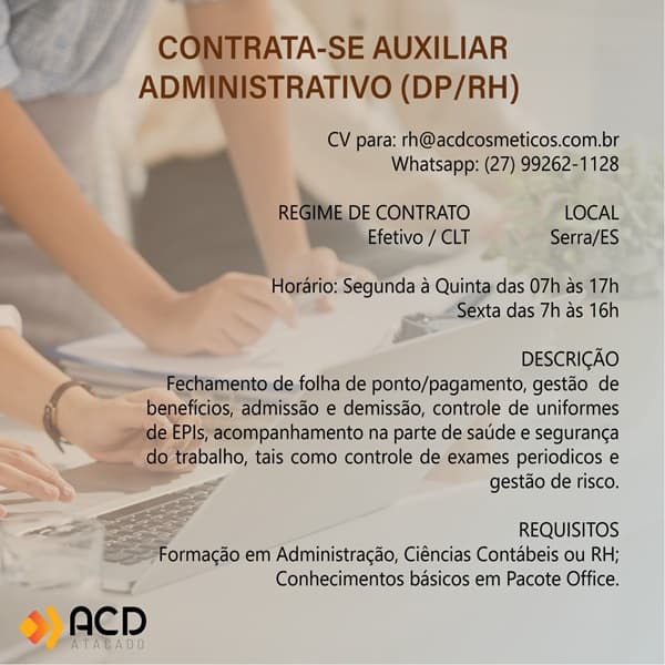 AUXILIAR ADMINISTRATIVO (DP/RH)