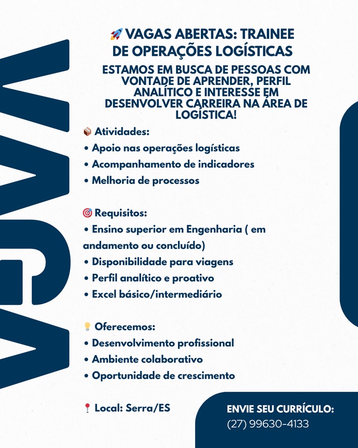 VAGA DE TRAINEE - OPERAÇÕES LOGÍSTICAS