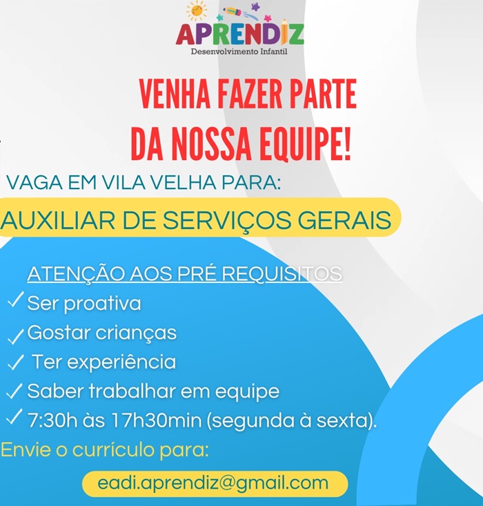 Vaga para Auxiliar de Serviços Gerais – Vila Velha/ES