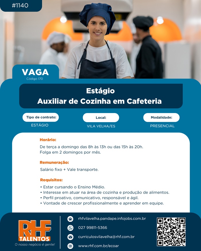 Estágio - Auxiliar de Cozinha em Cafeteria