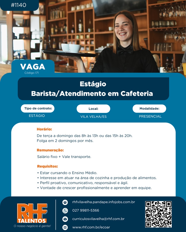 Estágio - Barista/Atendimento em Cafeteria