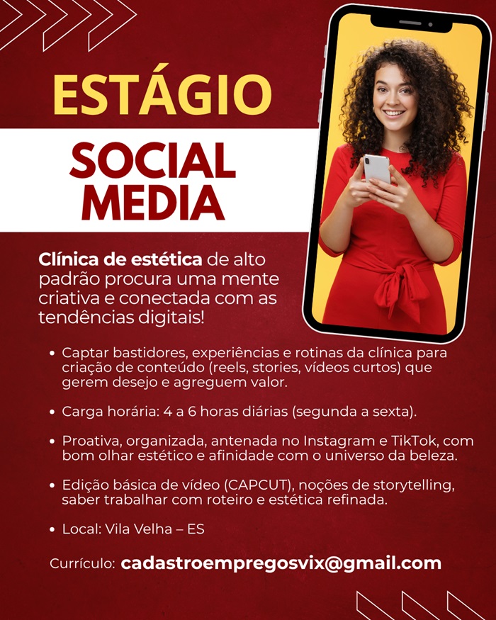 VAGA DE ESTÁGIO SOCIAL MEDIA