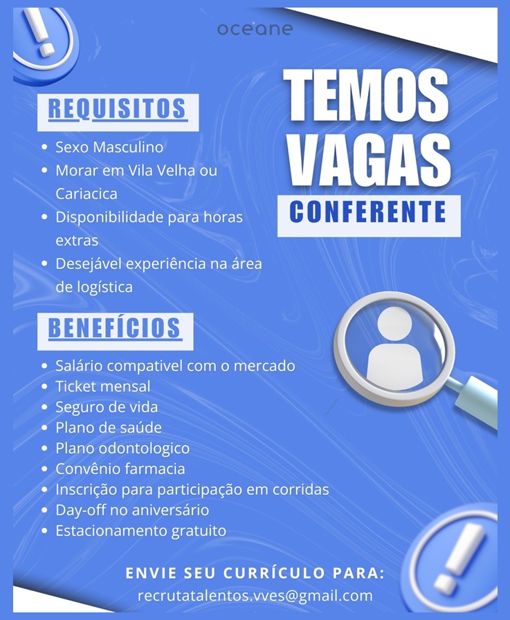 Vaga para Conferente (Masculino)