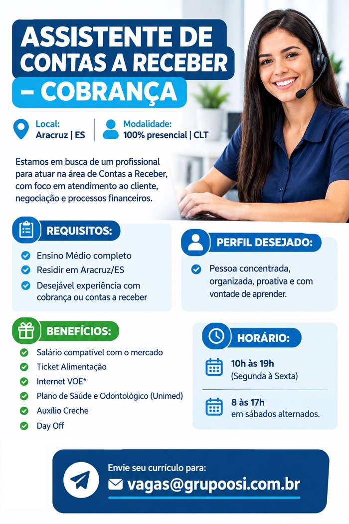  ASSISTENTE DE CONTAS A RECEBER – COBRANÇA  