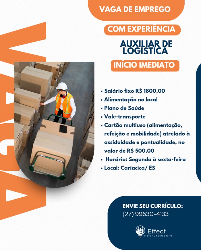 AUXILIAR DE LOGÍSTICA (COM EXPERIÊNCIA)