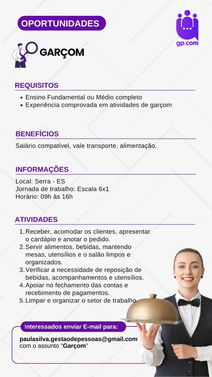 Vaga para Garçom