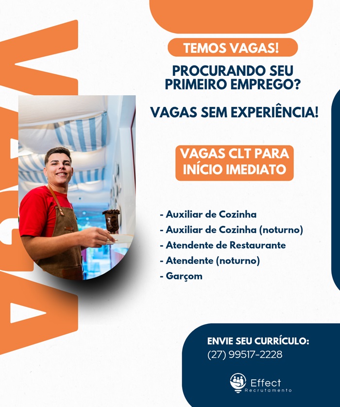 VAGAS PARA PRIMEIRO EMPREGO