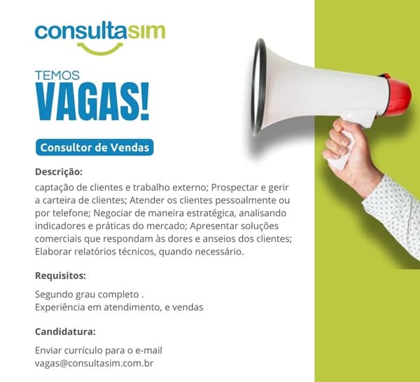 VAGA DE CONSULTOR(A) DE VENDAS