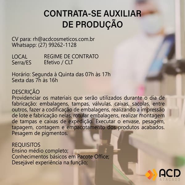 AUXILIAR DE PRODUÇÃO