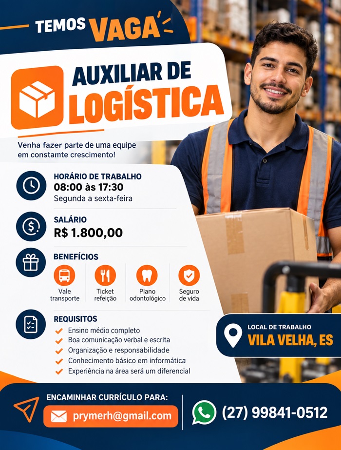 VAGA PARA AUXILIAR DE LOGÍSTICA