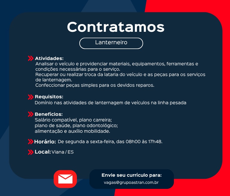 Grupo Astran contrata Lanterneiro
