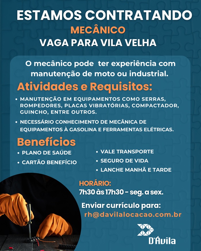 Vaga para Mecânico de Manutenção de Máquinas