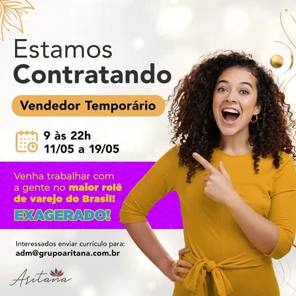 Vagas para Vendedor Temporário