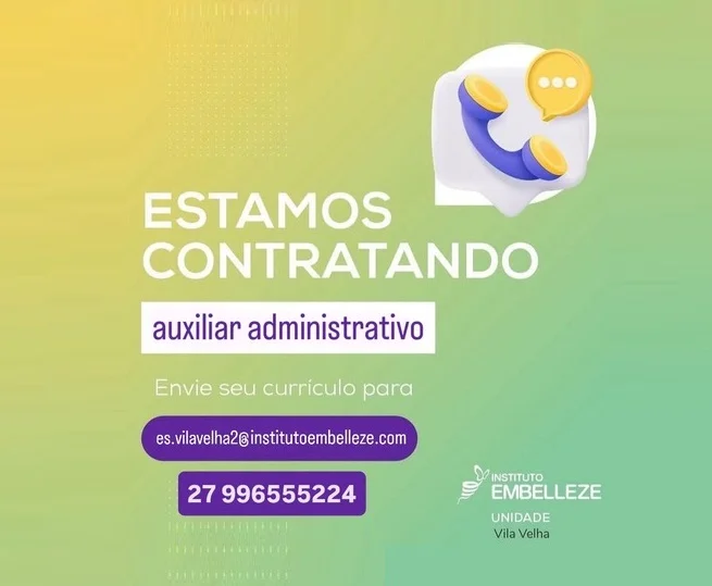 Instituto Embelleze contrata Auxiliar Administrativo