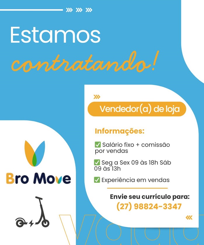 Bro Move contrata Vendedor(a) de Loja