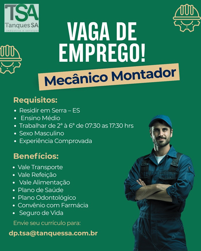TSA CONTRATA MECÂNICO MONTADOR