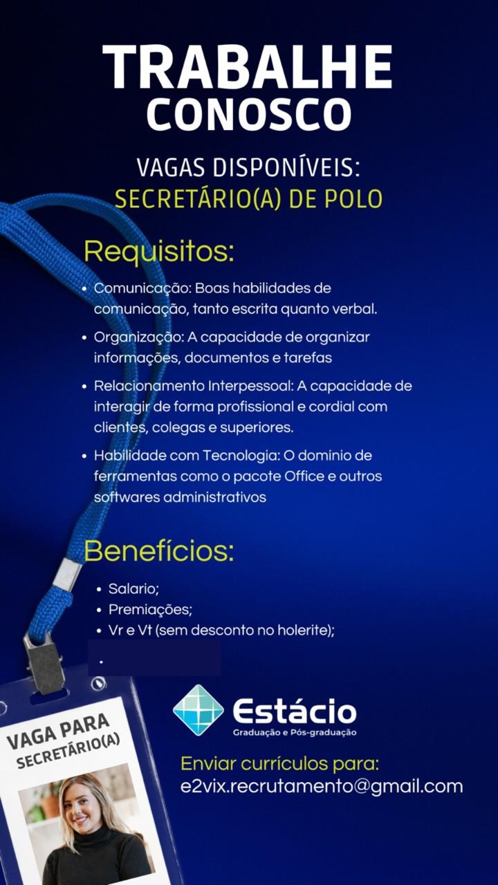ESTÁCIO CONTRATA SECRETÁRIO DE POLO