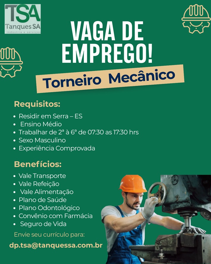 TSA CONTRATA TORNEIRO MECÂNICO