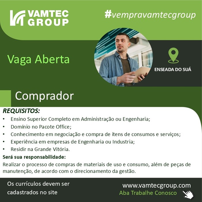 Vamtec Group contrata Comprador