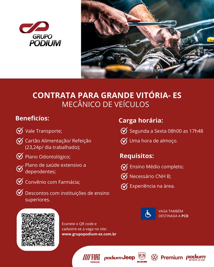 GRUPO PODIUM CONTRATA MECÂNICO DE VEÍCULOS (GRANDE VITÓRIA)