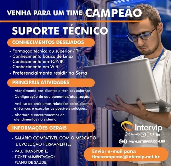 VAGA PARA SUPORTE TÉCNICO
