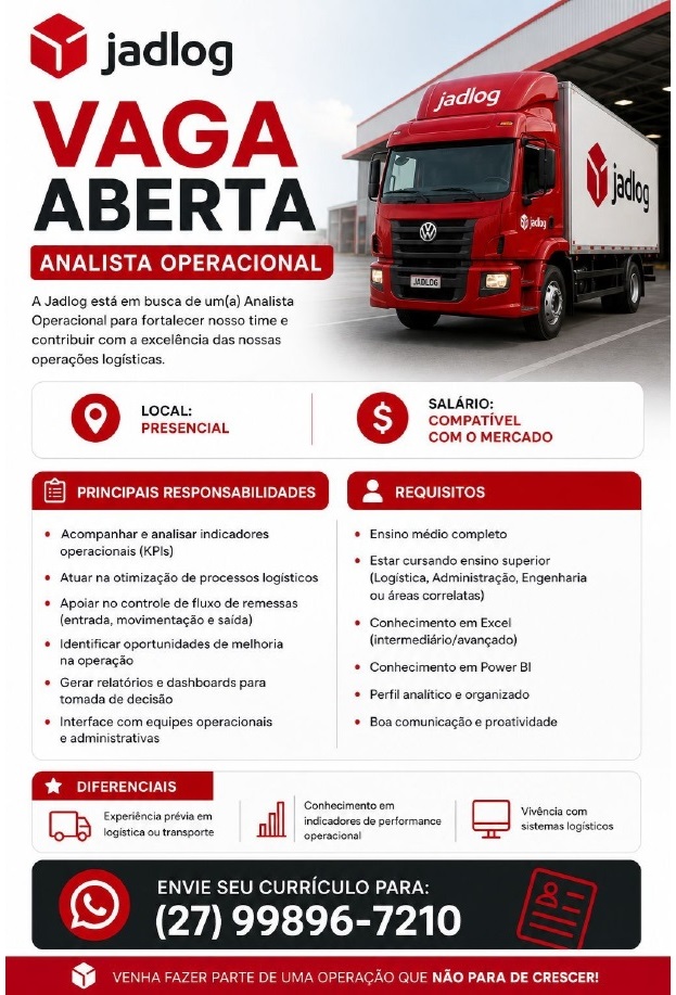 JADLOG CONTRATA ANALISTA OPERACIONAL