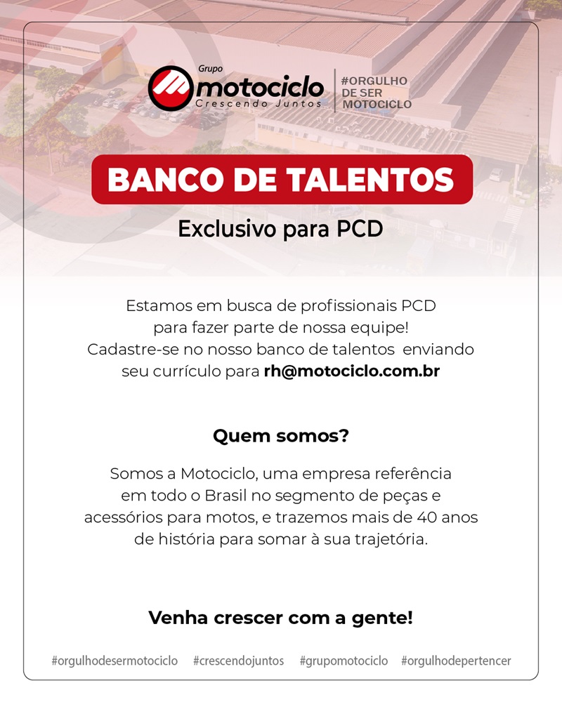 Grupo Motociclo abre Banco de Talentos para PCD