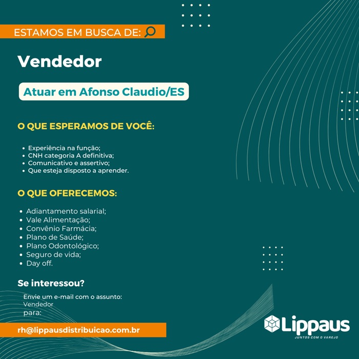 LIPPAUS CONTRATA VENDEDOR (Afonso Cláudio)