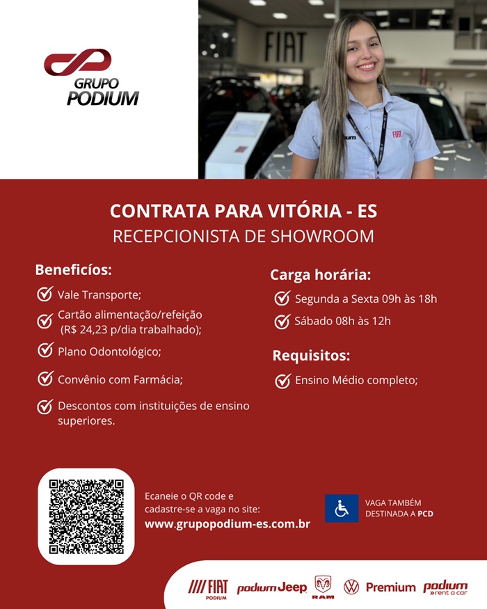 GRUPO PODIUM CONTRATA RECEPCIONISTA DE SHOWROOM