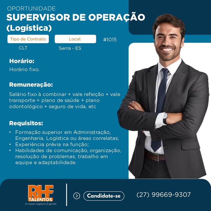 Vaga de Supervisor da Operação