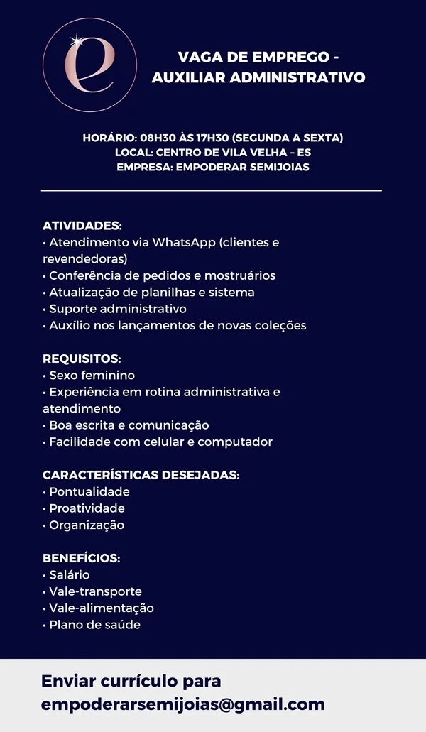 VAGA DE AUXILIAR ADMINISTRATIVO