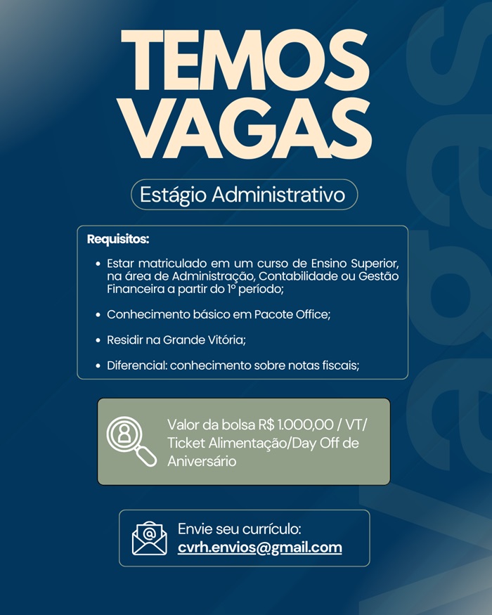 Vaga de Estágio Administrativo