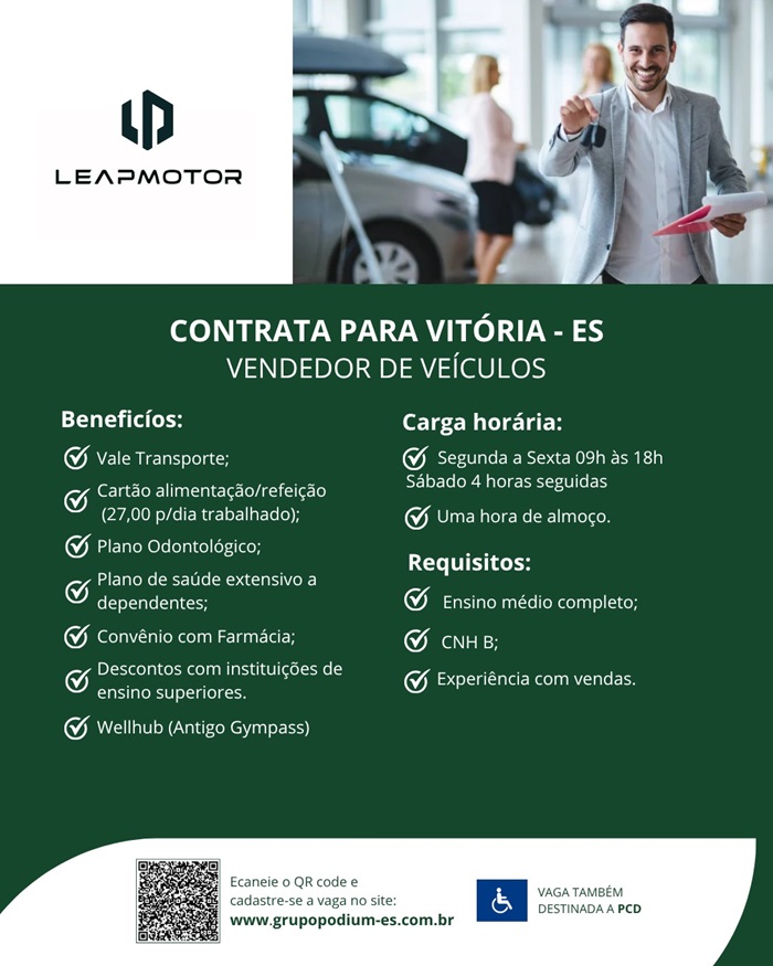 Leapmotor contrata Vendedor de Veículos