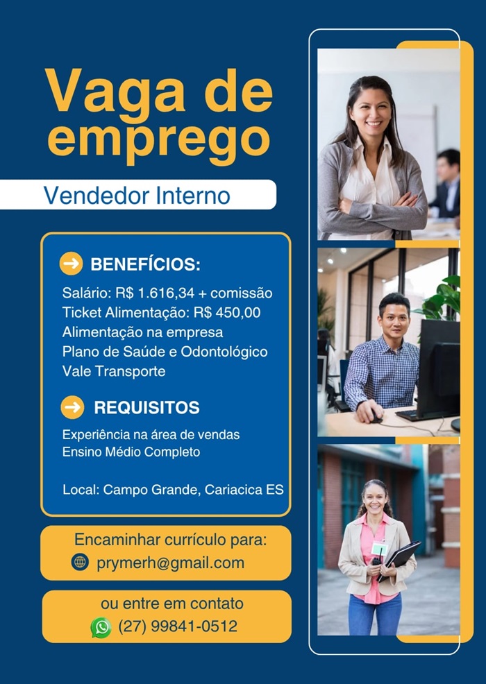 04 VAGAS - VENDEDOR INTERNO