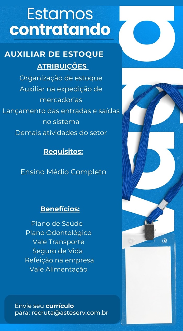 Vaga para Auxiliar de Estoque