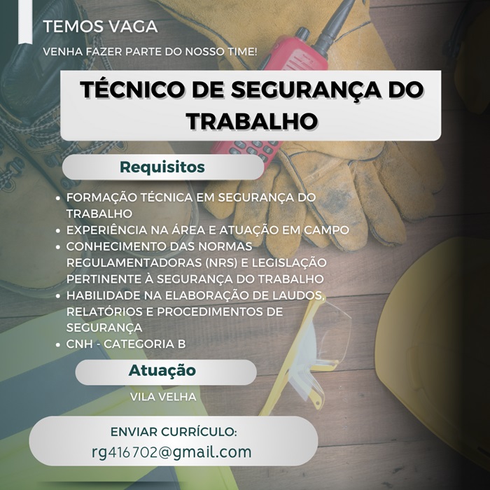 TÉCNICO EM SEGURANÇA DO TRABALHO.