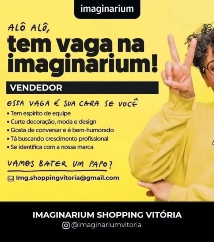 Loja Imaginarium contrata Vendedor(a)
