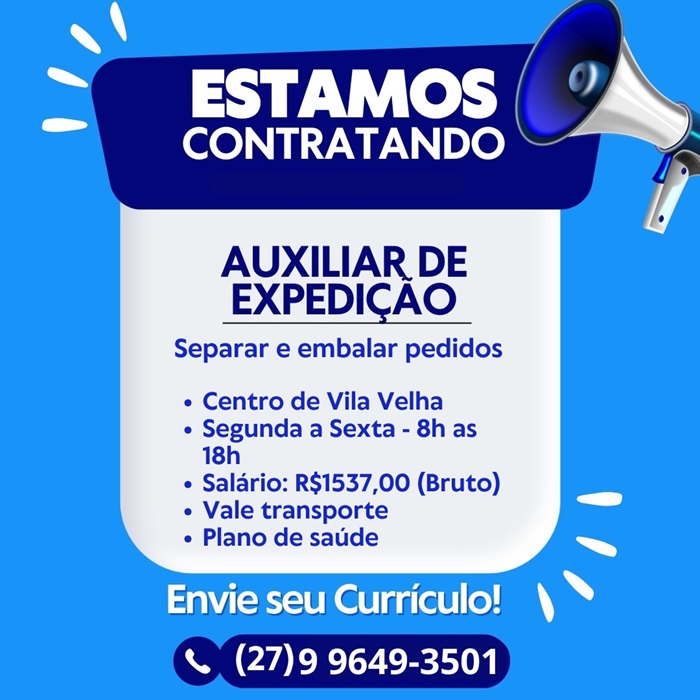 Sudeste Comercial contrata Auxiliar de Expedição