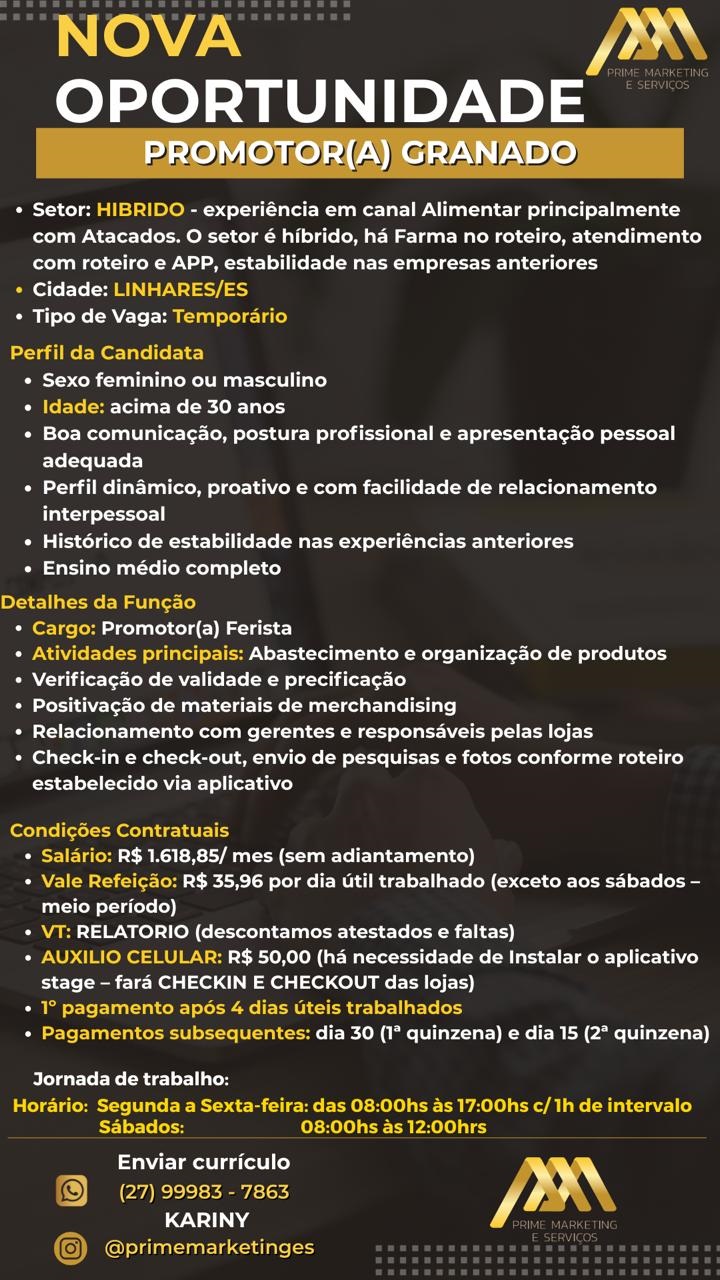 VAGA PARA PROMOTOR(A) GRANADO
