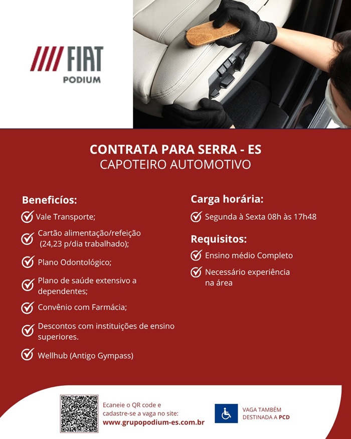 GRUPO PODIUM CONTRATA CAPOTEIRO AUTOMOTIVO