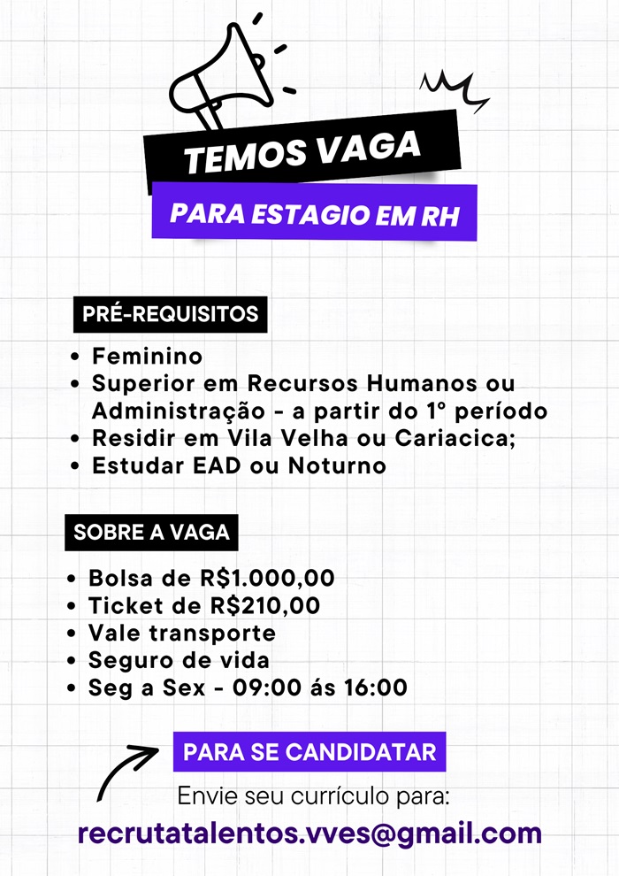 VAGA DE ESTÁGIO EM RH