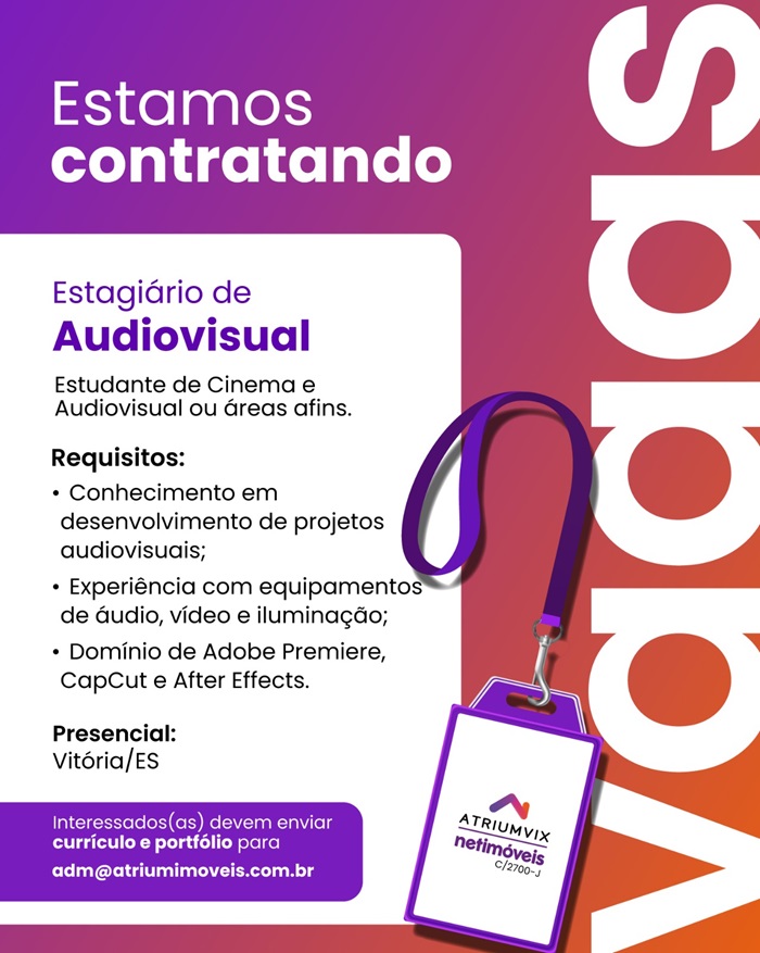 Vaga para Estagiário de Audiovisual