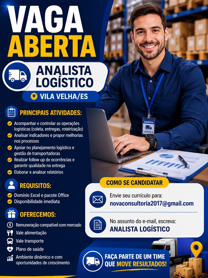 Vaga para Analista Logístico – Vila Velha/ES