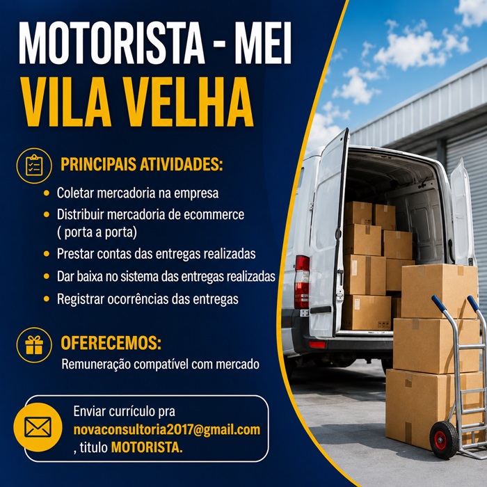 Vaga para Motorista (MEI) – Vila Velha/ES