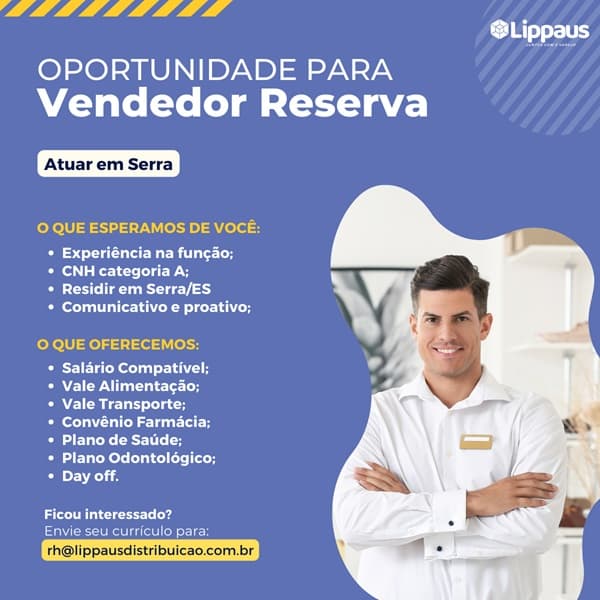 Lippaus contrata Vendedor Reserva (Serra/ES)