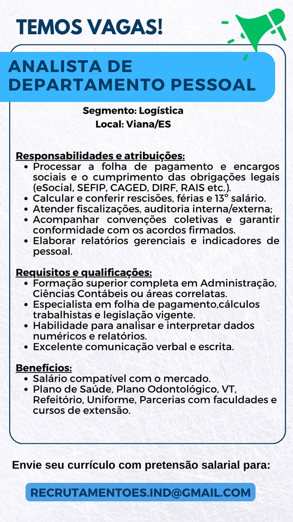 Analista de Departamento Pessoal