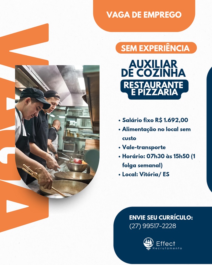 AUXILIAR DE COZINHA - RESTAURANTE E PIZZARIA
