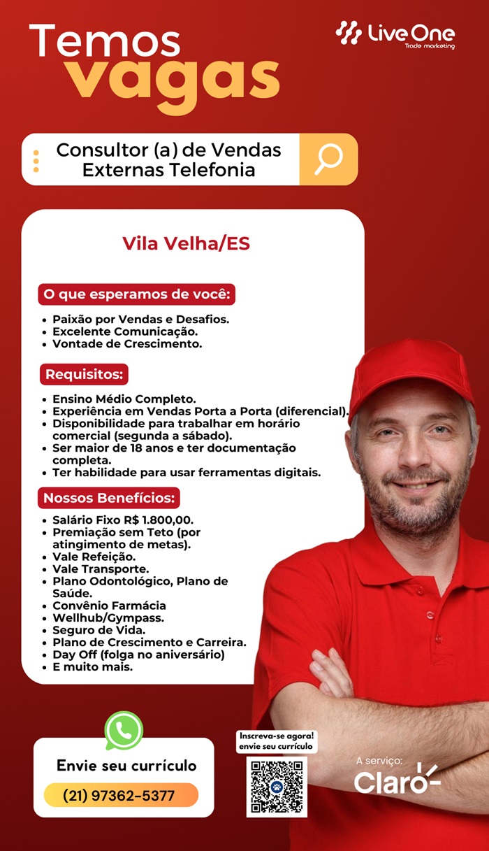 Consultor(a) de Vendas Externas Telefonia