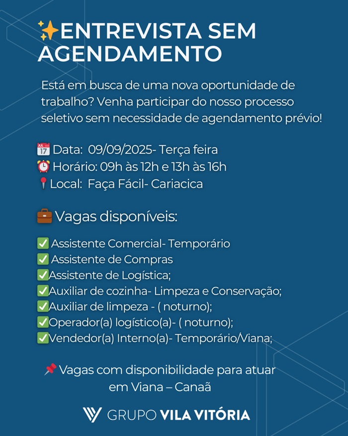 ENTREVISTA SEM AGENDAMENTO!