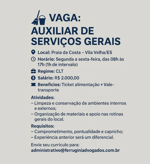 AUXILIAR DE SERVIÇOS GERAIS